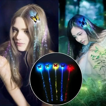 5pcs Colorful Butterfly Lights Braids Wig Women Party Hair Accessories