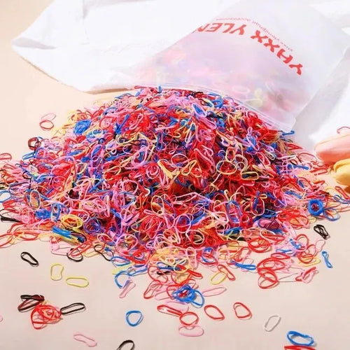 1000Pcs Colorful Small Disposable Hair Bands Scrunchie Girls Elastic