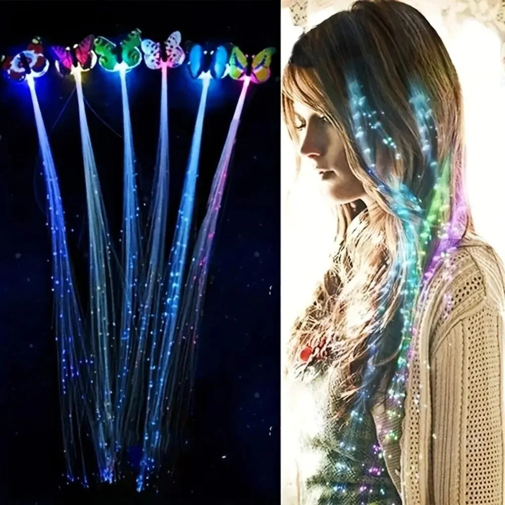 5pcs Colorful Butterfly Lights Braids Wig Women Party Hair Accessories