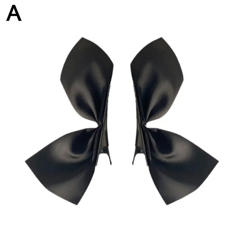 1 Pair Black Silk Bow Hairpin French Girl Hairpin Bangs Korean Ji Soo