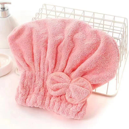 1Pc Microfiber Hair Drying Towels Head Wrap with Bow-Knot Shower Cap