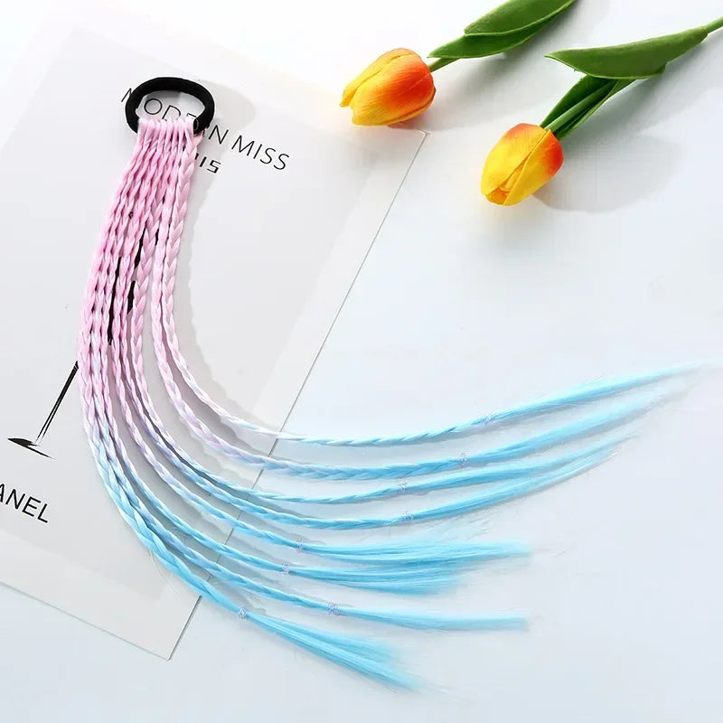 1PCS New Girls Colorful Wigs Ponytail Kids Hair Accessories Head Band