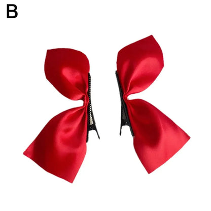 1 Pair Black Silk Bow Hairpin French Girl Hairpin Bangs Korean Ji Soo