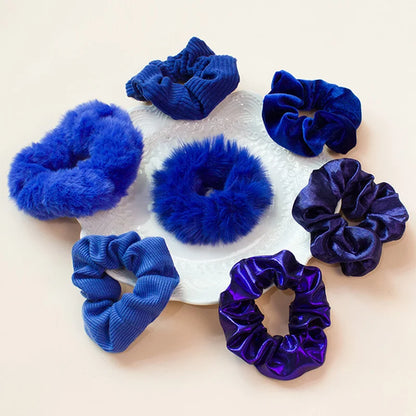 7 Pcs Trendy Fuzzy Hair Scrunchies Soft Knit Hair Elastic Band For