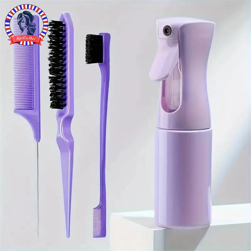 4pcs/Set Hairdressing Tools Set spray Bottle Rat Tail Comb Teasing