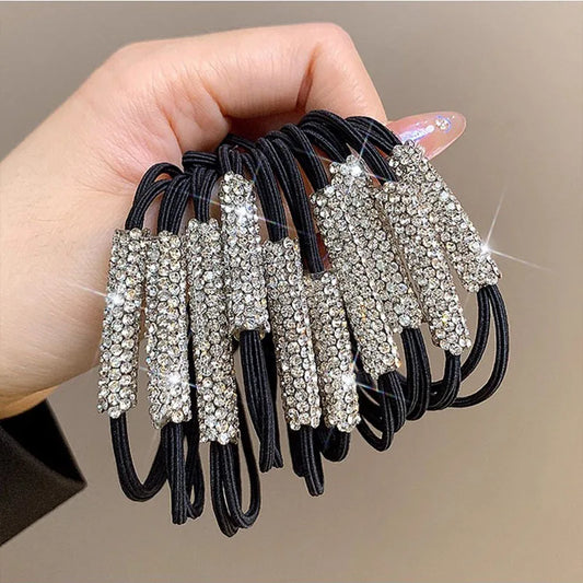 10pcs rhinestone hair tie high elasticity hair rope women's hair