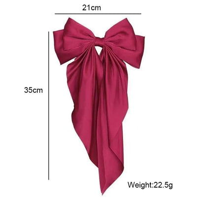 3Pcs Large Elegant Ribbon Bow Hair Clip for Women Simple Solid Color