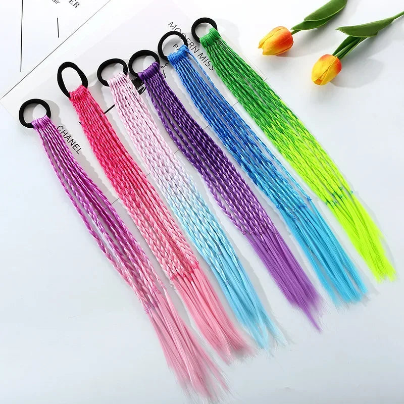 1PCS New Girls Colorful Wigs Ponytail Kids Hair Accessories Head Band