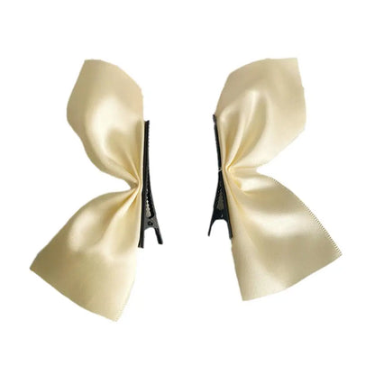 1 Pair Black Silk Bow Hairpin French Girl Hairpin Bangs Korean Ji Soo