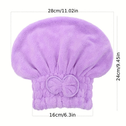 1Pc Microfiber Hair Drying Towels Head Wrap with Bow-Knot Shower Cap